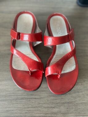 ECCO Red Patent Leather Strappy Sandals 37